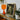 Vibrant Orange Glass Table Lamp Faceted Base Rounded Jean-eugene-charles Alberti, Riveted Rim, Shield Lifted Flush, Straining Shoulder