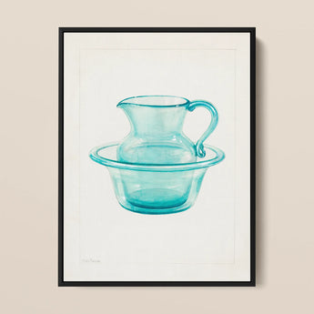 Wash Bowl & Pitcher - Charles Caseau 1930s Art Print / Canvas, 12x16’’ / 31x41cm / Black Frame, Mobile Phone Cases, Toby Leon