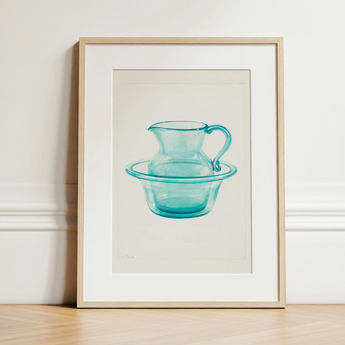 Wash Bowl & Pitcher - Charles Caseau 1930s Art Print / Canvas, 12x16’’ / 31x41cm / Natural Frame / Matboard, Mobile Phone Cases, Toby Leon