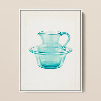 Wash Bowl & Pitcher - Charles Caseau 1930s Art Print / Canvas, 12x16’’ / 31x41cm / White Frame, Mobile Phone Cases, Toby Leon