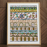 Wat Arun - Decorative Thai Mosaic Art Print / Canvas Framed Artwork Intricate Colorful Mosaic Tile Patterns Greens Wat Arun Mosaic, Vibrant