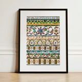 Wat Arun - Decorative Thai Mosaic Art Print / Canvas Framed Intricate Colorful Tilework Floral Geometric, Vibrant, Prints