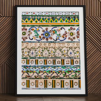 Wat Arun - Decorative Thai Mosaic Art Print / Canvas Framed Print Intricate Colorful Mosaic Tilework Floral Geometric Wat Arun Mosaic,