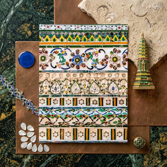 Wat Arun - Decorative Thai Mosaic Art Print / Canvas Rectangular Mosaic Tile Panel Intricate Floral Geometric Patterns Wat Arun Mosaic,