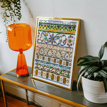 Wat Arun - Decorative Thai Mosaic Art Print, Colorful Framed Mosaic Artwork Intricate Patterns Designs