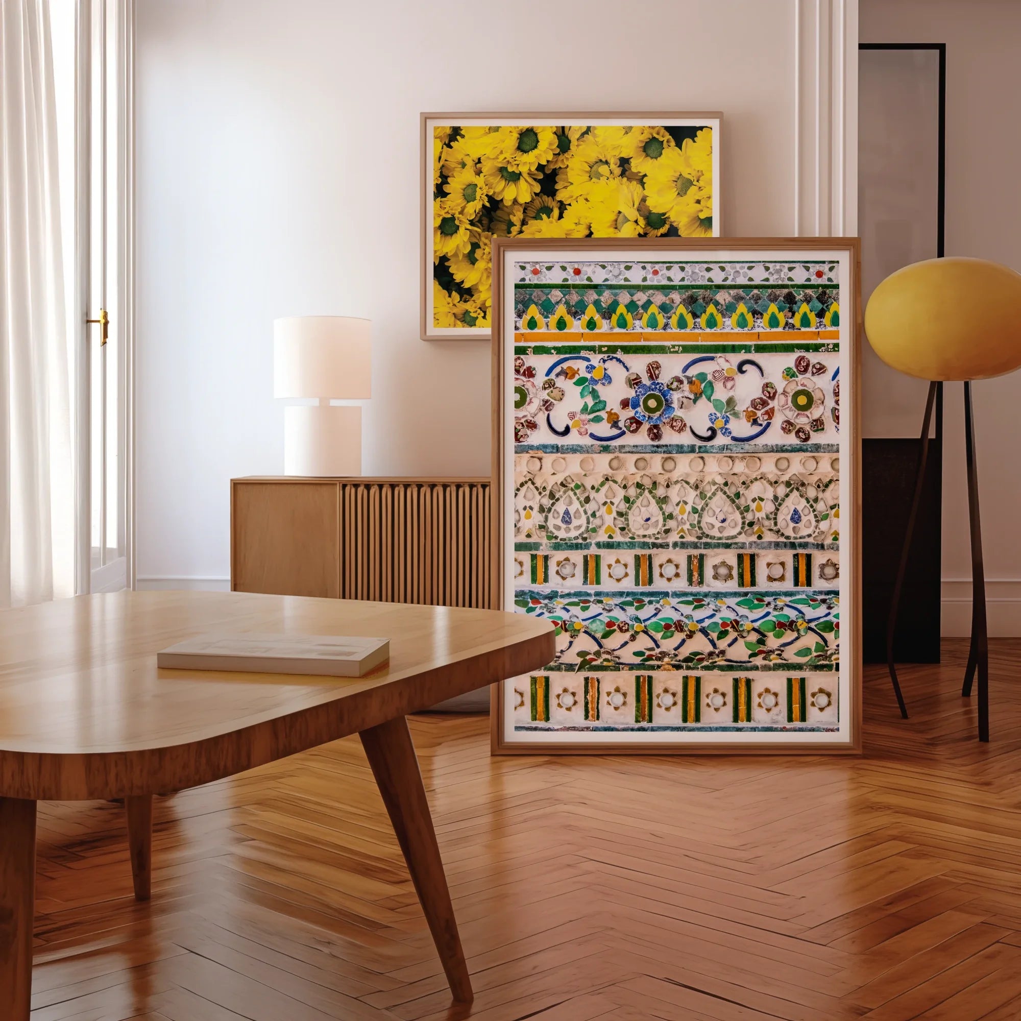 Wat Arun - Decorative Thai Mosaic Art Print, Colorfully Decorated Dresser Chest Drawers Patterned Designs Drawer