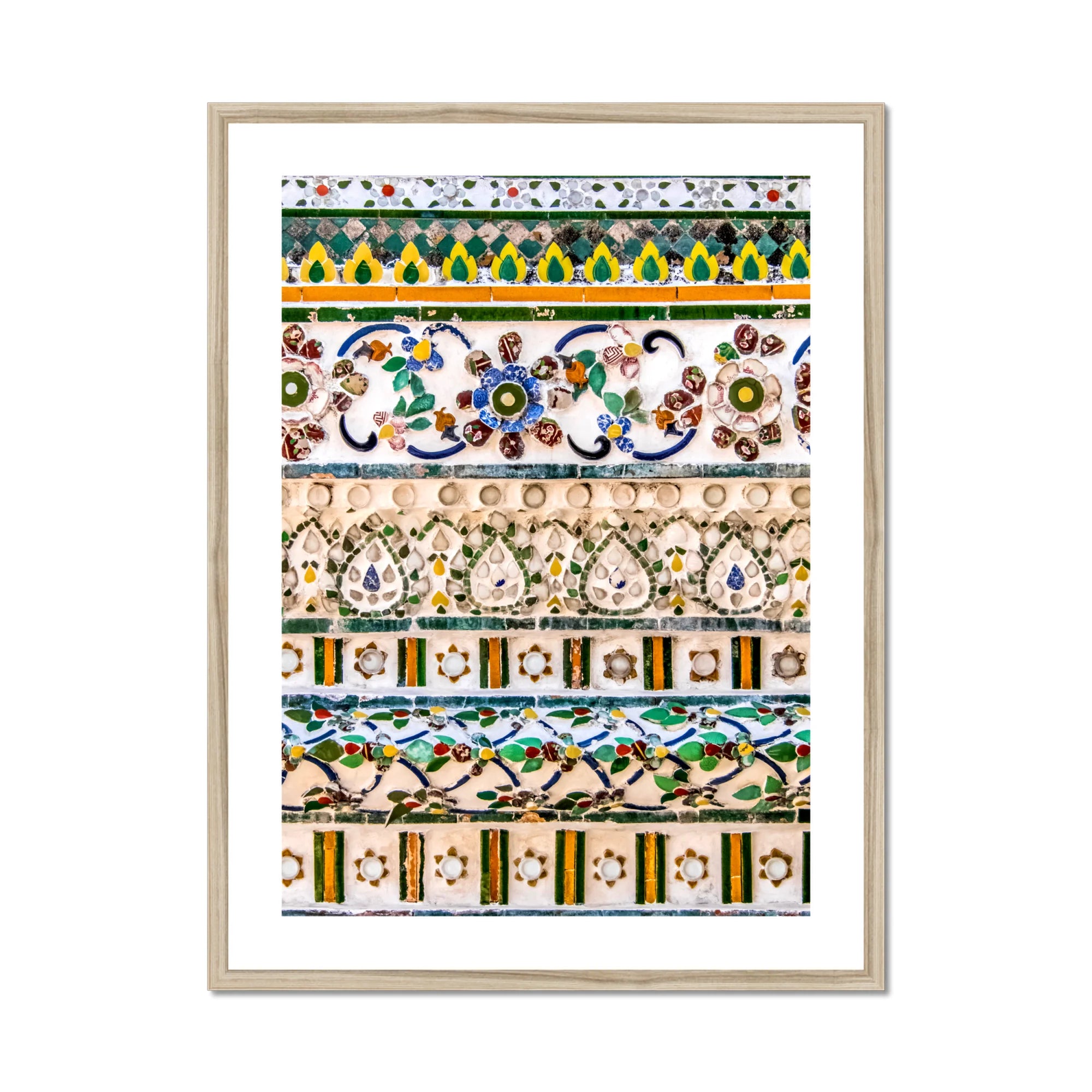 Wat Arun - Decorative Thai Mosaic Art Print, Framed Decorative Tile Pattern