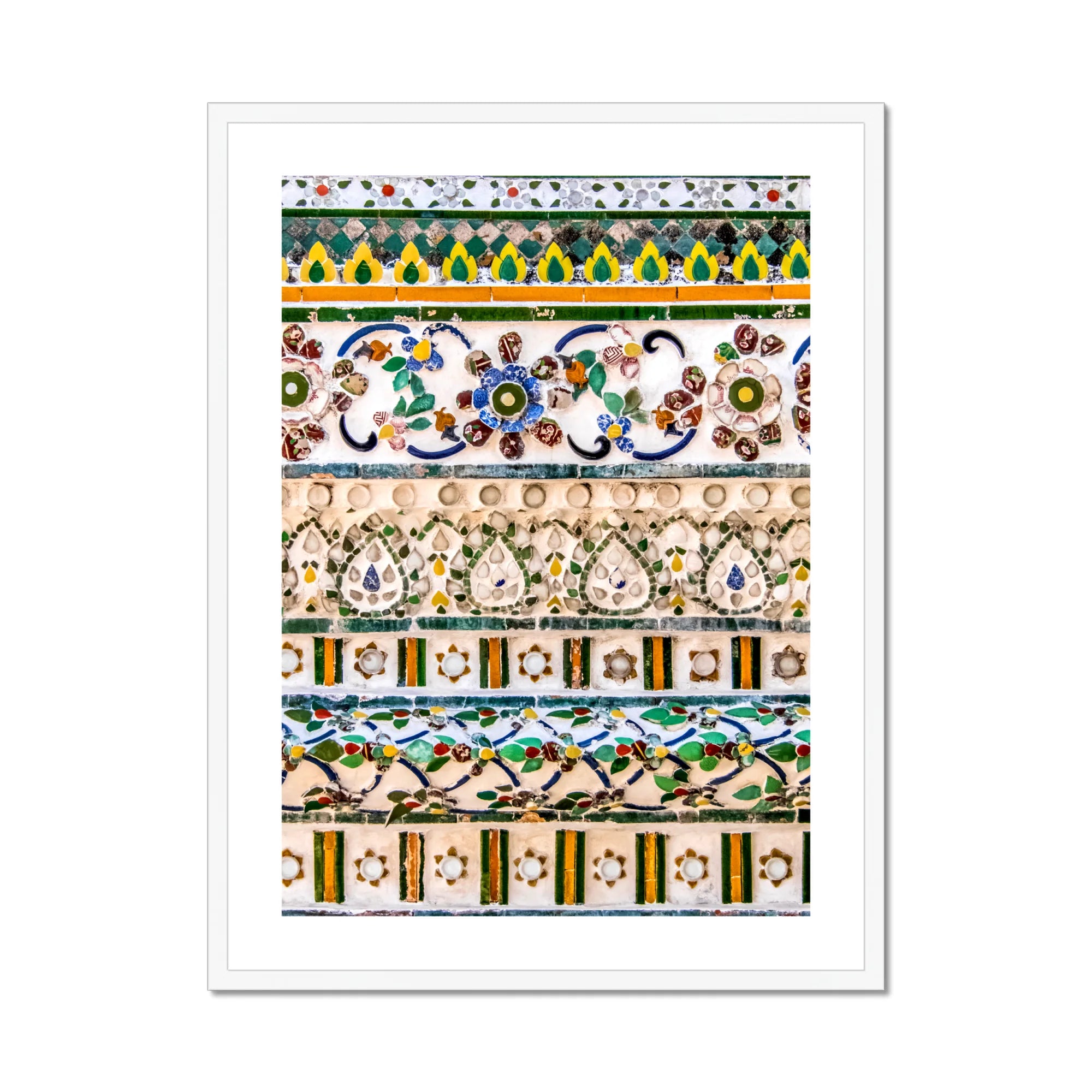 Wat Arun - Decorative Thai Mosaic Art Print, Framed Decorative Tilework