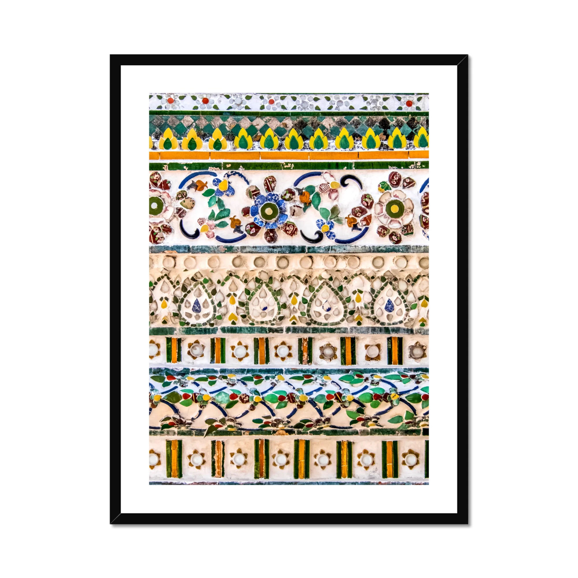 Wat Arun - Decorative Thai Mosaic Art Print, Framed Decorative Tilework