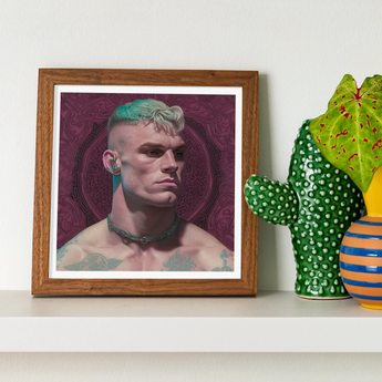 Watch and Learn - Gay Cyberpunk Art Print / Canvas, Gay Art Print, Striking Portrait Print, Contemporary Queer Aesthetics