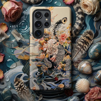 Watchtower - Surreal Floral Alien Art Phone Case Cream-colored Phone Case Detailed Illustration Fish Feathers Flowers Surreal Floral Alien,