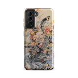 Watchtower - Surreal Floral Alien Art Phone Case Samsung Galaxy S21 Fe / Gloss Phone Case Detailed Artistic Design Black-and-white Striped