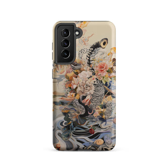 Watchtower - Surreal Floral Alien Art Phone Case Samsung Galaxy S21 / Matte Decorative Phone Case Detailed Illustration Black-and-white