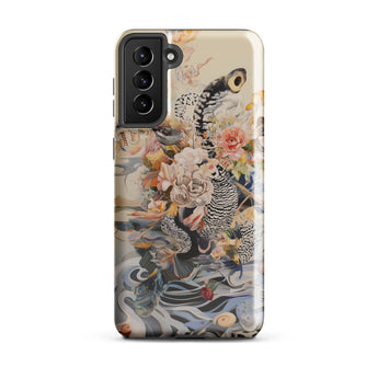 Watchtower - Surreal Floral Alien Art Phone Case Samsung Galaxy S21 Plus / Gloss Decorative Phone Case Detailed Illustration Striped Birds
