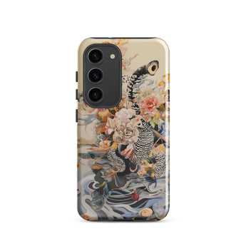 Watchtower - Surreal Floral Alien Art Phone Case Samsung Galaxy S23 / Gloss Decorative Phone Case Detailed Illustration Black-and-white