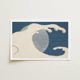 Waves and Moon - Kamisaka Sekka Art Print / Canvas Minimalist Abstract Wave Matte Paper Stylized Seafoam, Prints
