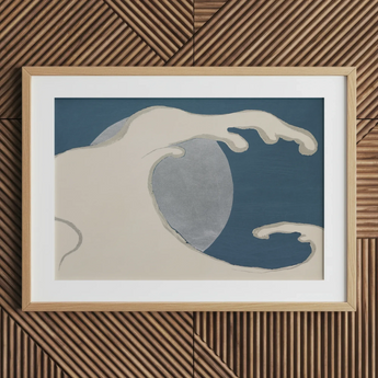 Waves and Moon - Kamisaka Sekka Kunstdruck / Leinwand, 30x20’’ / 76x51cm / Naturrahmen / Passepartout, Poster Drucke & visuelle Kunstwerke, Toby Leon