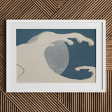 Waves and Moon - Kamisaka Sekka Kunstdruck / Leinwand, 30x20’’ / 76x51cm / Weißer Rahmen / Passepartout, Poster Drucke & visuelle Kunstwerke, Toby Leon