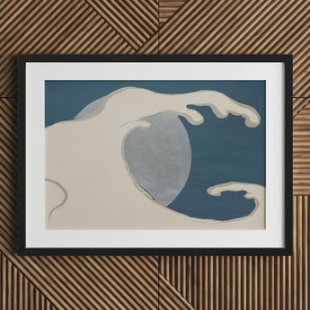 Waves and Moon - Kamisaka Sekka Art Print / Canvas Blue Hand Wall Black Frame, Prints