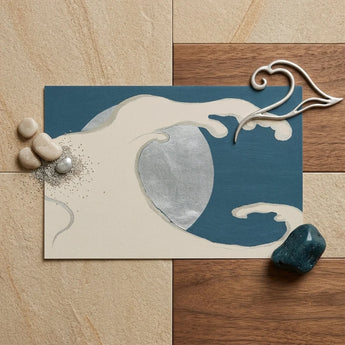Waves and Moon - Kamisaka Sekka Art Print / Canvas Silver Metallic Paperclip Elegant Heart-shaped Design Rests Atop, Prints