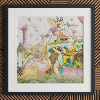 Way Back when Playpen - Stampa artistica collage Myth Mash-up, 12x12’’ / 31x31cm / Cornice nera / Passe-partout, Poster, stampe e opere d’arte visiva, Toby