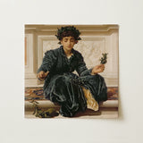 Weaving the Wreath - Frederic Leighton Art Print / Canvas Framed Classical Painting Woman Dark Velvet Robes Laurel Frederic Leighton Art,