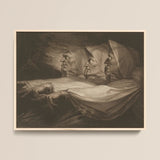 The Weird Sisters - Henry Fuseli Art Print / Canvas Framed Monochrome Print Three Hooded Figures Dramatic Shadowy Death-head Moth Hovers,