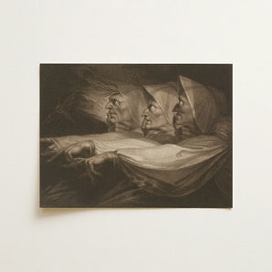The Weird Sisters - Henry Fuseli Art Print / Canvas Monochrome Three Women Hooded Garments Rendered Detailed Death-head Moth Hovers, John