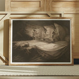 The Weird Sisters - Henry Fuseli Art Print / Canvas Vintage Sepia-toned Framed Three Witches Death-head Moth Hovers, John Raphael Smith