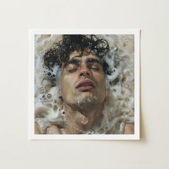 Wet Whistle - Sensual Homoerotic Dream Art Print / Canvas Framed Square Man Dark Curly Hair, Latino, Symphony Swells Prints