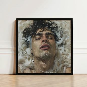 Black-framed Square Art Print Man Dark Curly Hair Homoerotic, Latino, Symphony Swells