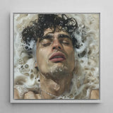 Wet Whistle - Sensual Homoerotic Dream Art Print / Canvas Framed Portrait Man Dark Curly Hair Submerged Soapy, Latino, Symphony Swells