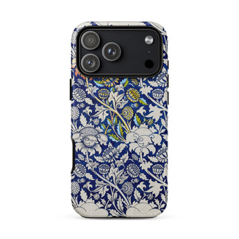Wey - William Morris Fabric Pattern Phone Case Iphone 17 Pro Max / Matte Blue Floral White Green Accents Durable Morris’ Legendary,