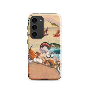The Whale - Oskar Laske Phone Case Samsung Galaxy S23 / Gloss Vibrant Impressionistic Painting Boats Figures Water Teal Behemoth Breaching,