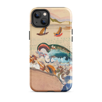 The Whale - Oskar Laske Phone Case, Teal Behemoth Breaching, Crimson Jaws Hinged, Amber-rigged Vessels Careening