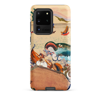 The Whale - Oskar Laske Phone Case, Teal Behemoth Breaching, Crimson Jaws Hinged, Amber-rigged Vessels Careening