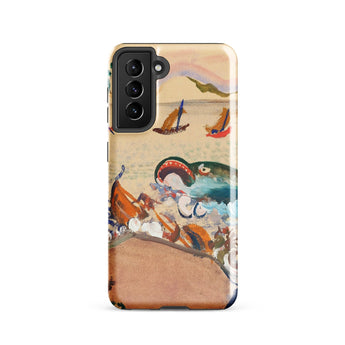 The Whale - Oskar Laske Phone Case, Teal Behemoth Breaching, Crimson Jaws Hinged, Amber-rigged Vessels Careening