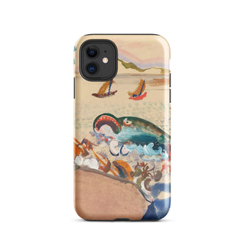 The Whale - Oskar Laske Phone Case, Teal Behemoth Breaching, Crimson Jaws Hinged, Amber-rigged Vessels Careening