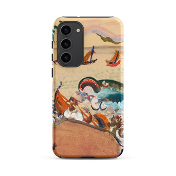 The Whale - Oskar Laske Phone Case, Teal Behemoth Breaching, Crimson Jaws Hinged, Amber-rigged Vessels Careening