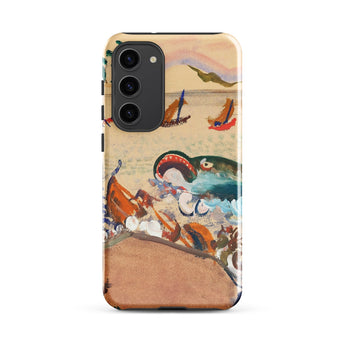 The Whale - Oskar Laske Phone Case, Teal Behemoth Breaching, Crimson Jaws Hinged, Amber-rigged Vessels Careening