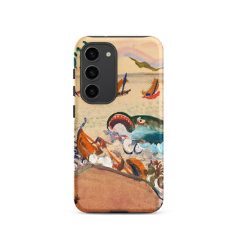 The Whale - Oskar Laske Phone Case, Teal Behemoth Breaching, Crimson Jaws Hinged, Amber-rigged Vessels Careening