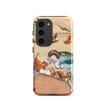 The Whale - Oskar Laske Phone Case, Teal Behemoth Breaching, Crimson Jaws Hinged, Amber-rigged Vessels Careening