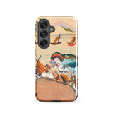 The Whale - Oskar Laske Phone Case, Teal Behemoth Breaching, Crimson Jaws Hinged, Amber-rigged Vessels Careening