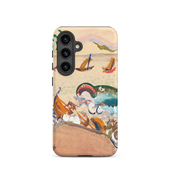 The Whale - Oskar Laske Phone Case, Teal Behemoth Breaching, Crimson Jaws Hinged, Amber-rigged Vessels Careening