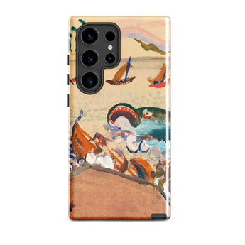 The Whale - Oskar Laske Phone Case, Teal Behemoth Breaching, Crimson Jaws Hinged, Amber-rigged Vessels Careening