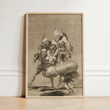 What one does to Another - Francisco De Goya Art Print / Canvas Framed Black-and-white Group Figures Dramatic Poses Enclosed Light, Bodies