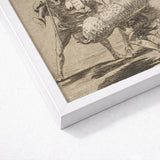 What one does to Another - Francisco De Goya Art Print / Canvas White Framed Artwork Detailed Black Ink Sketch Scene, Bodies Pile, Moving