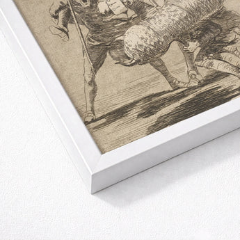 What one does to Another - Francisco De Goya Art Print / Canvas White Framed Artwork Detailed Black Ink Sketch Scene, Bodies Pile, Moving