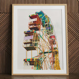 Wheel of Fortune - Amusement Park Ferris Art Print / Canvas, 24x32’’ / 61x81cm / Natural Frame / Matboard, Posters Prints & Visual Artwork,