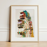 Wheel of Fortune - Amusement Park Ferris Art Print / Canvas, 12x16’’ / 31x41cm / Natural Frame / Matboard, Posters Prints & Visual Artwork,